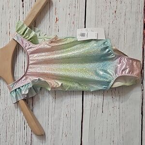NWT Old Navy Pink PlatiNum Girls 1-piece Glitter Mermaid Swimsuit Size 2t